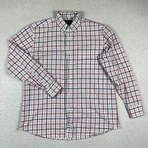 Pendleton Shirt Mens Large White Blue Red Plaid Outdoors Casual Workwear‎ Office